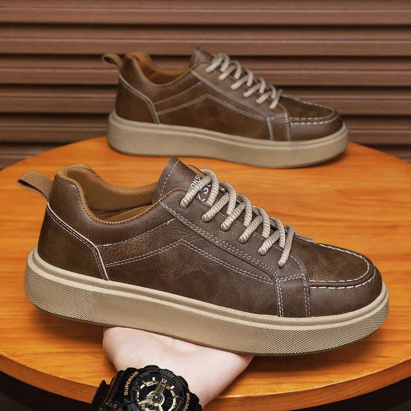 الجلود الاتجاه الرجال حذاء كاجوال منصة أحذية رياضية ناعمة في الهواء الطلق تنفس أحذية رياضية خفيفة الوزن زلق احذية الجري أحذية التنس #1