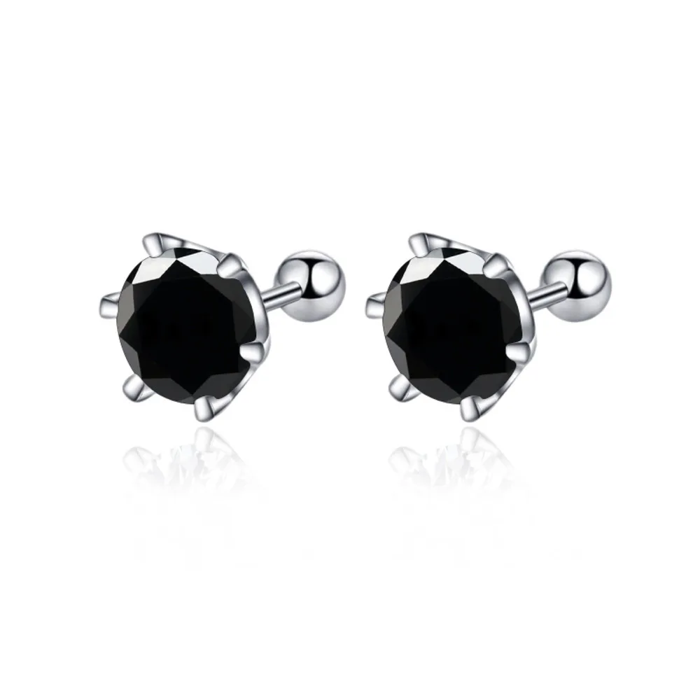 Women's Moissanite Screw Stud Earrings, 925 Sterling Silver