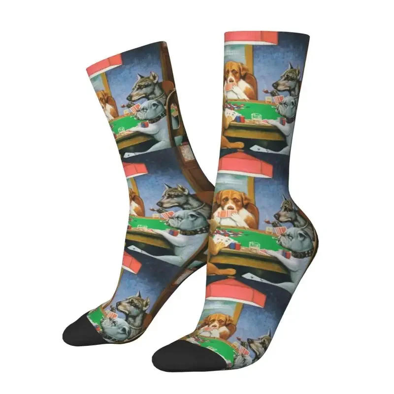 Fashion Dogs Playing Poker Socks Men Women Warm 3D Printing Sports Football Socks