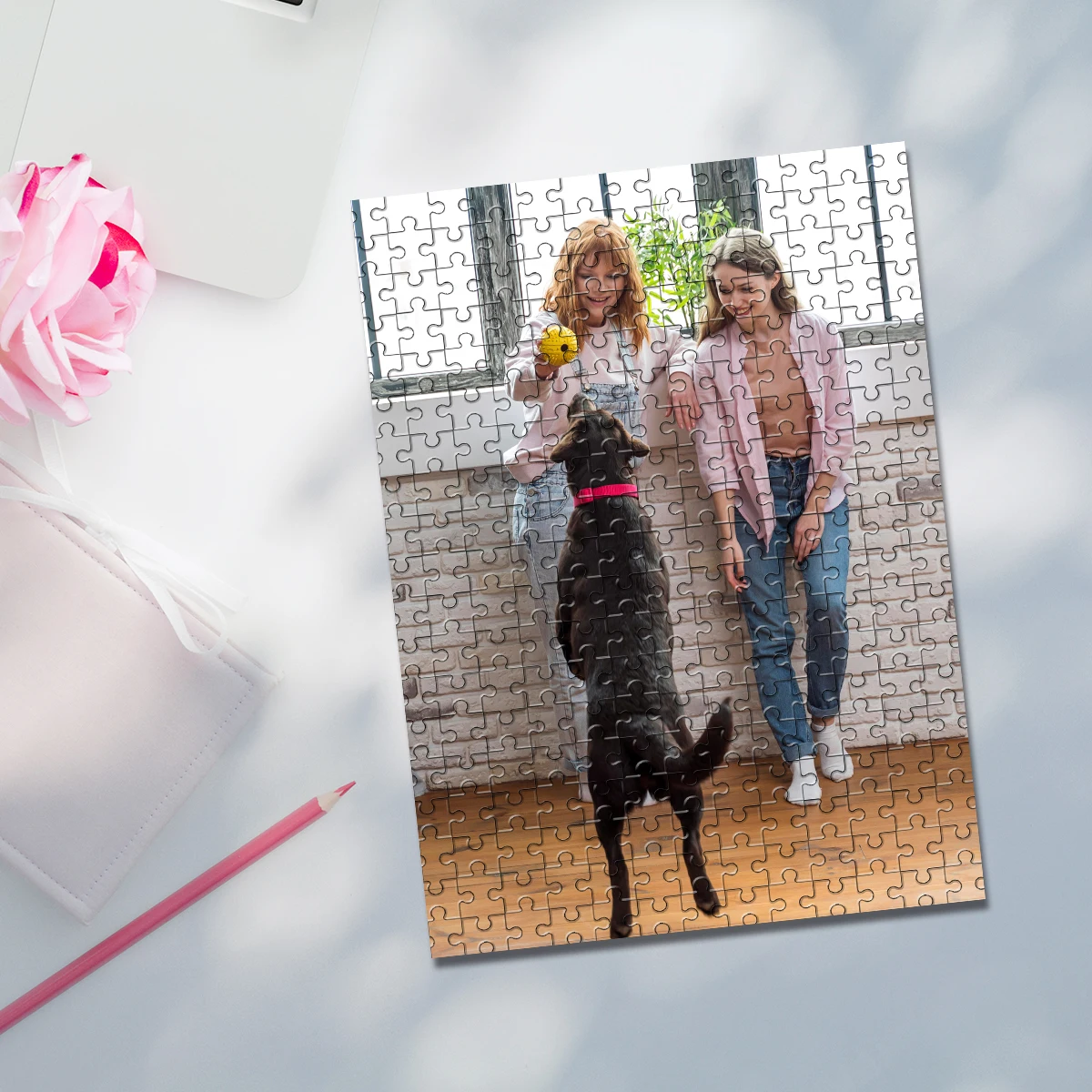 จิ๊กซอว์รูปภาพสัตว์เลี้ยง/ครอบครัว แบบกำหนดเองได้ 35/150/300/500/1000 ชิ้น ของขวัญส่วนตัว