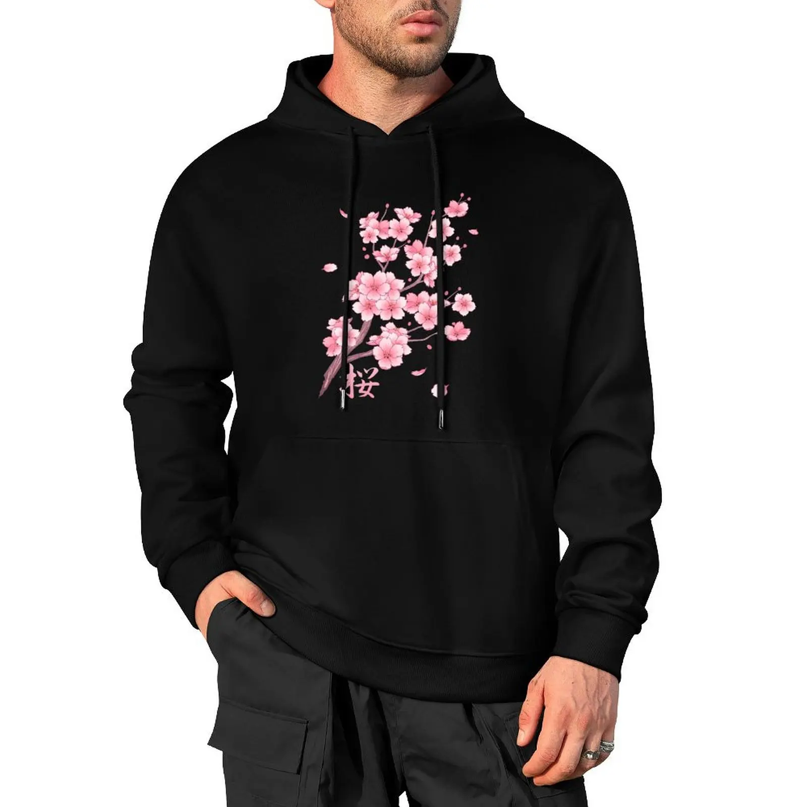 

Falling Sakura Cherry Blossom Pullover Hoodie korean clothes male clothes fashion men men's autumn clothes hoodie men