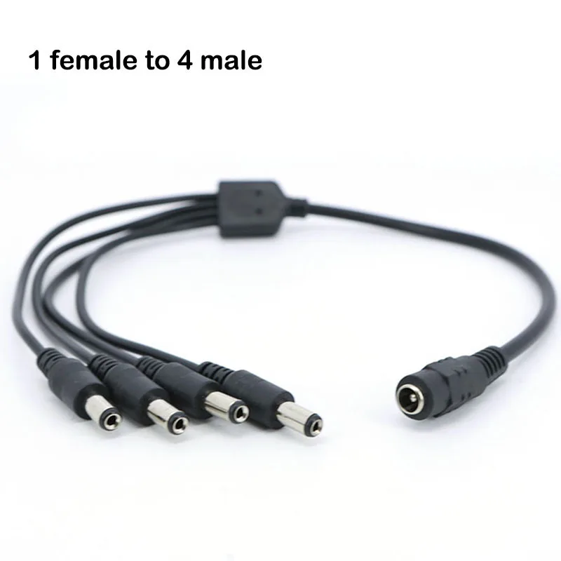 40cm Wire DC 12v 1 female to 4 way male Plug DC Power supply Cable Splitter extend Adapter 5.5mmx 2.1mm Connector 12V-24V C1