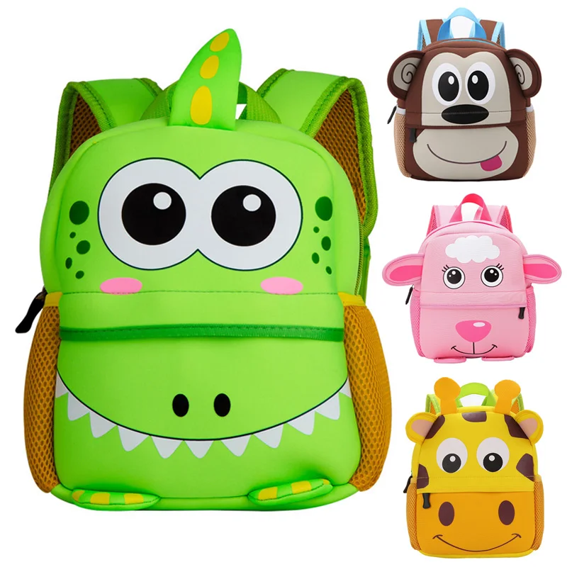 Cute Kids Toddler School Bags 3D Cartoon Dinosaur Backpack Neoprene Kindergarten Schoolbag Girl Boys Bag Children Backpacks