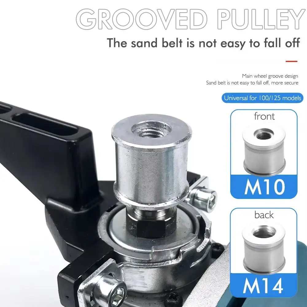 Aksesori Sander Sabuk Multifungsi Adaptor Pengamplasan Baja Tahan Karat Menggantikan Braket Pipa Penggiling Sudut Kebisingan Rendah