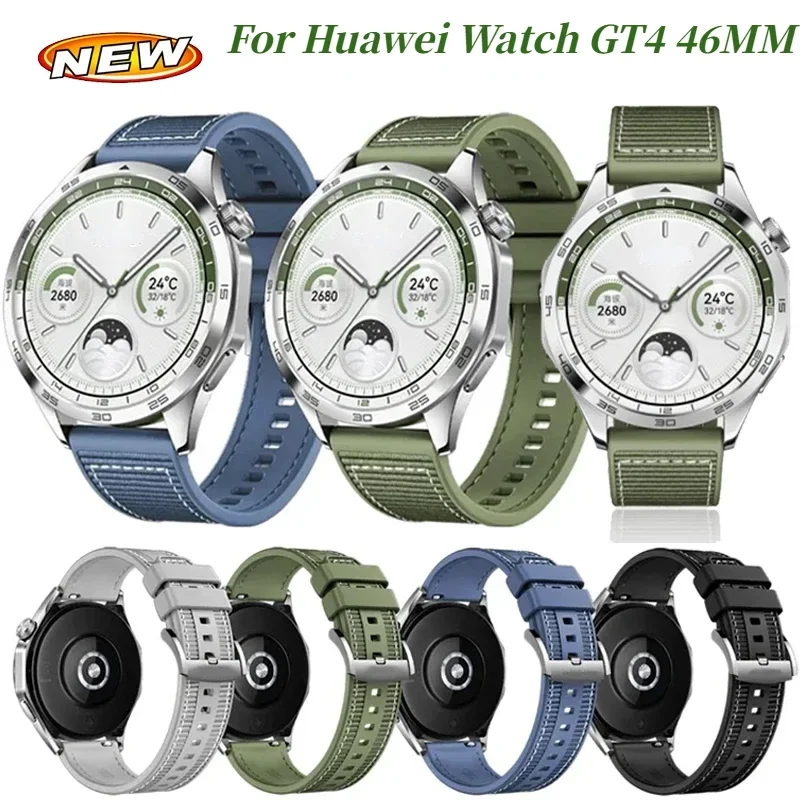22mm Official Composite Silicone Strap For Huawei Watch GT5 46mm Nylon Braided Bracelet Band Huawei Watch 4/3/GT5-4-3 Pro Belt