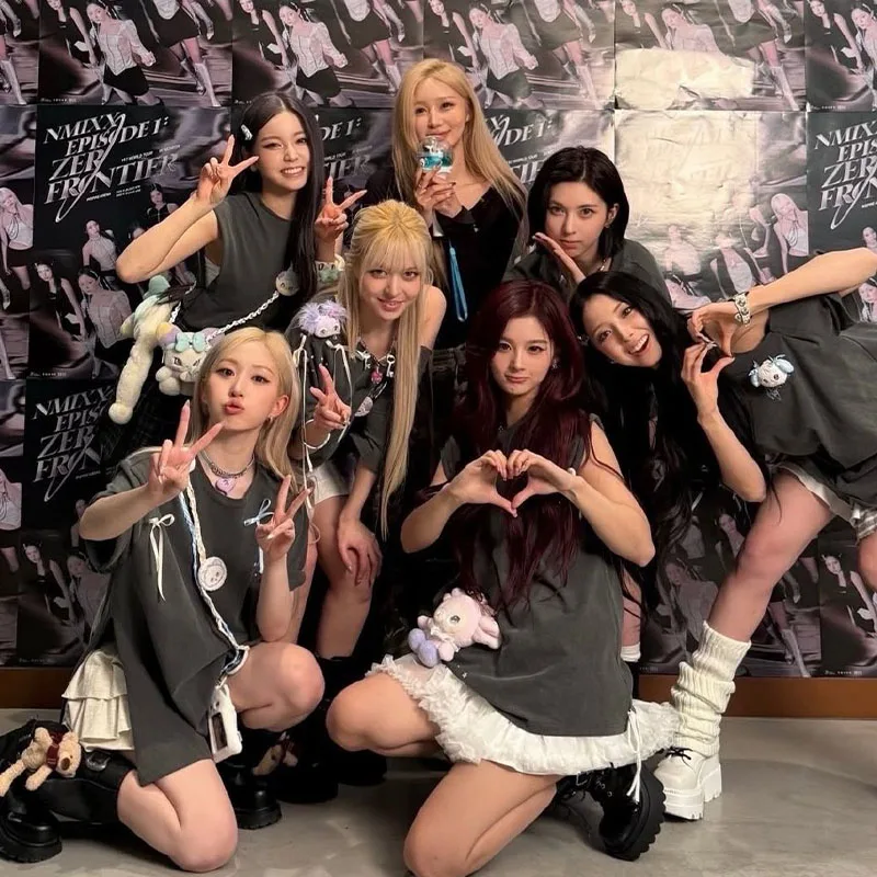 NMIXX Concert Episode ZER Frontier Loose round Ne ort Sve Pure Cotton T-irt Breathable Casual Creative Printed Summ...