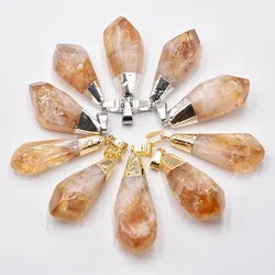 Wholesale 10pcs/lot Fashion New Natural Stone Irregular Pendants yellow Crystal Charms For DIY Jewelry Making free shipping