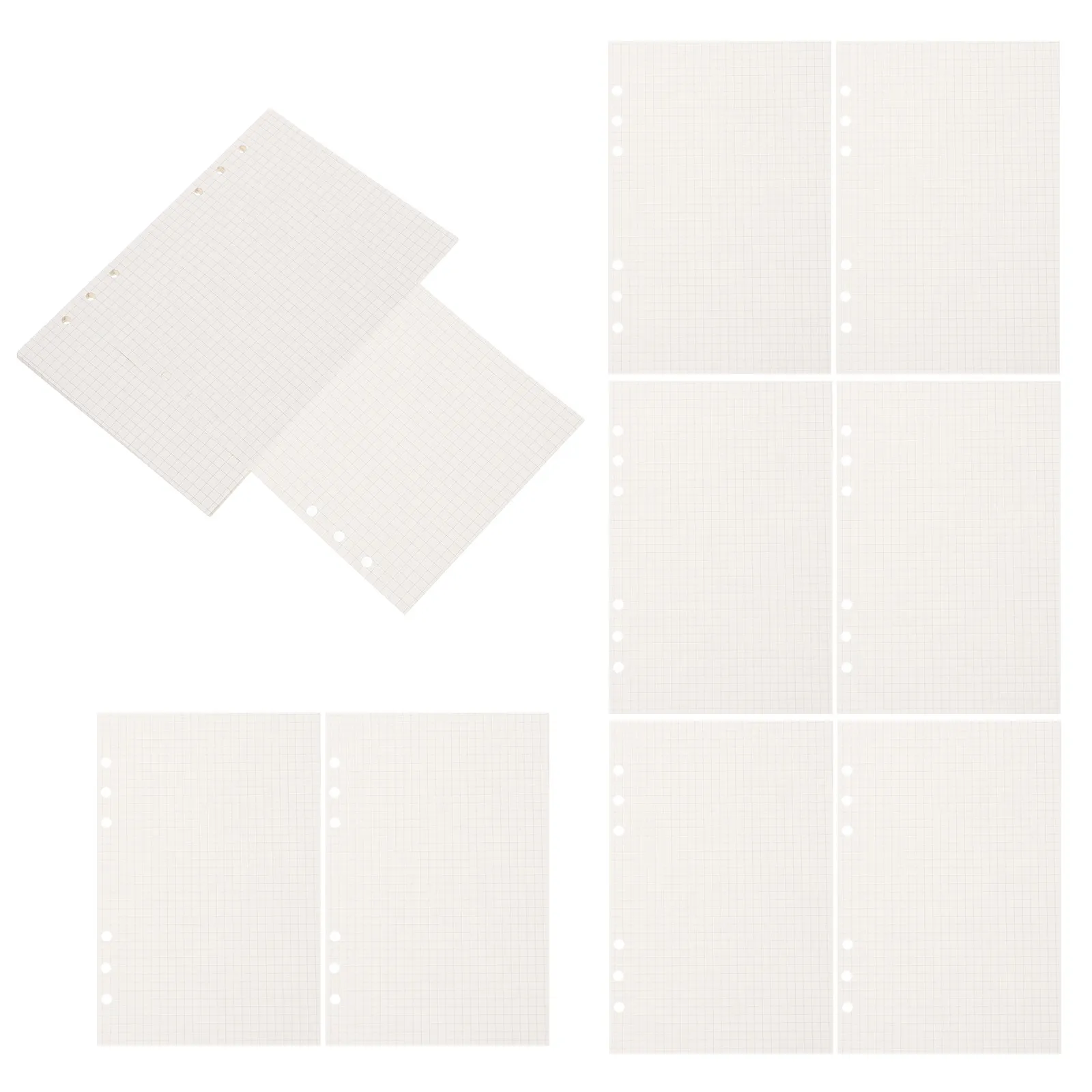 225Pcs Loose Leaf Notebook Paper Refills A5 6 Ring Grid Pages Inserts Daily Weekly Monthly Planner Binder to Do Checklist
