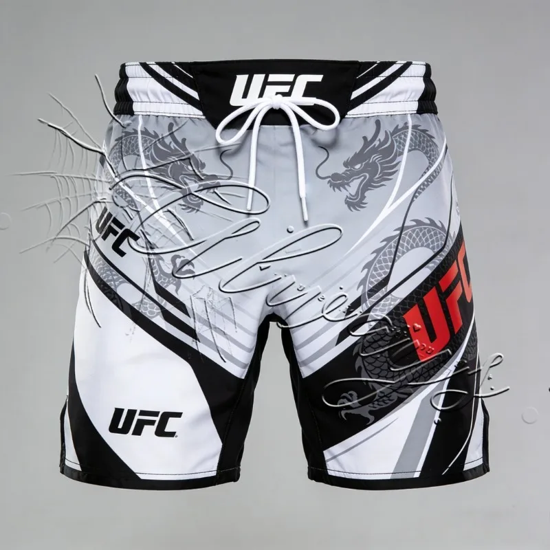 

Новые летние шорты UFC MMA 2026 года для мужчин и женщин, быстросохнущие, для единоборств, специальная ночная серия, ретро-дизайн с узором дракона, боксерские шорты