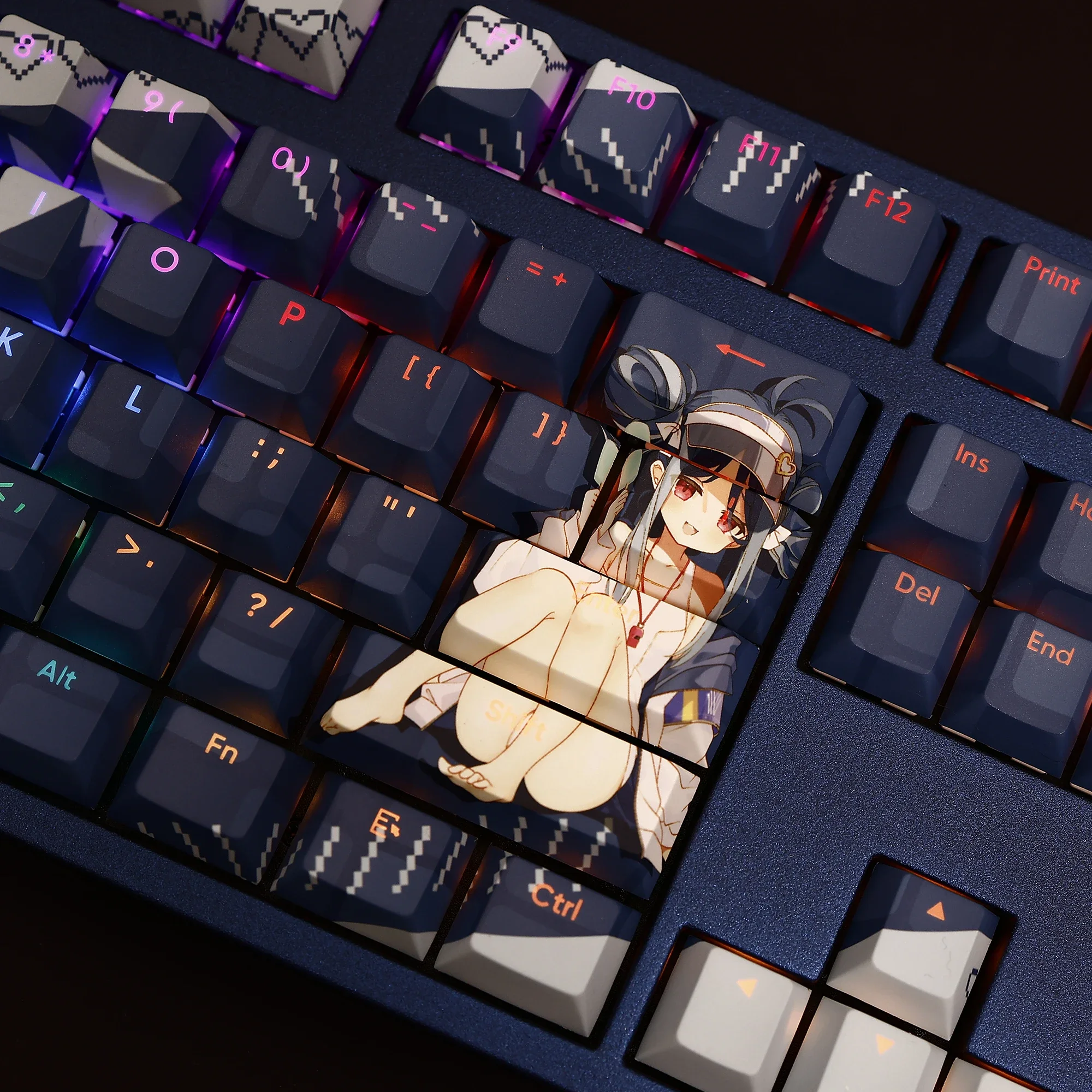 108 Keys/Set Blue Archive Nemugaki Fubuki Swim Ver. PBT Keycaps Anime Game Key caps Cherry Height for DIY Mechanical Keyboard