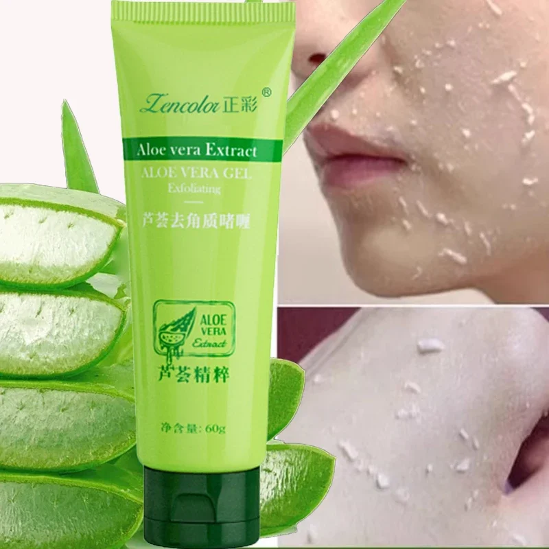 Quick Exfoliating Peeling Aloe Vera Gel Facial Scrub Deep Cleaning Facial Exfoliation for All Skin Type Smooth Moisturizing Skin