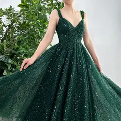 Aileen Back Strap Bead Embroidery Green Happy Sharon Evening Dresses for Formal Occasions Wedding Dress Women Elegant Party Gala