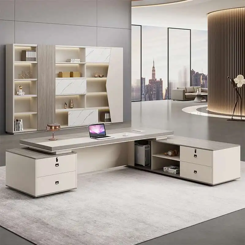 Design, hochwertiger Boss-Schreibtisch, schlicht, modern, maßgeschneidert, ungewöhnliches Zubehör, Schreibtische, Schubladen, Aktenschränke, Büromöbel