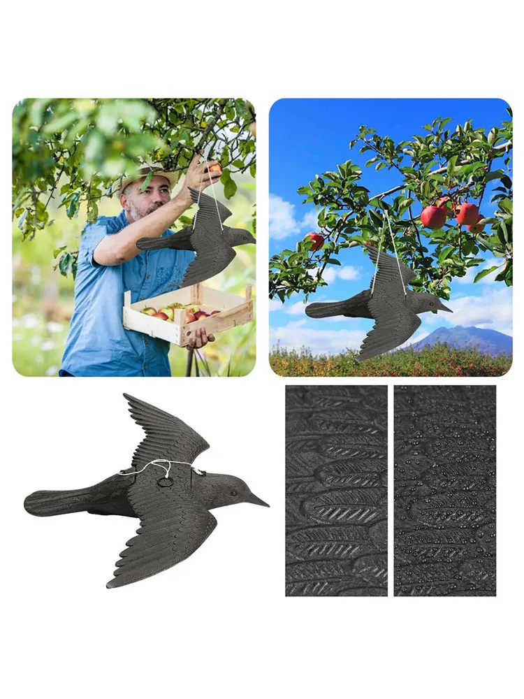 Reallike 3D Plastic Animals Figures Realistic Plastic Crow Ravens Garden Flag Home Bird Figurine Crow Decoys Attracting Crows - view 3