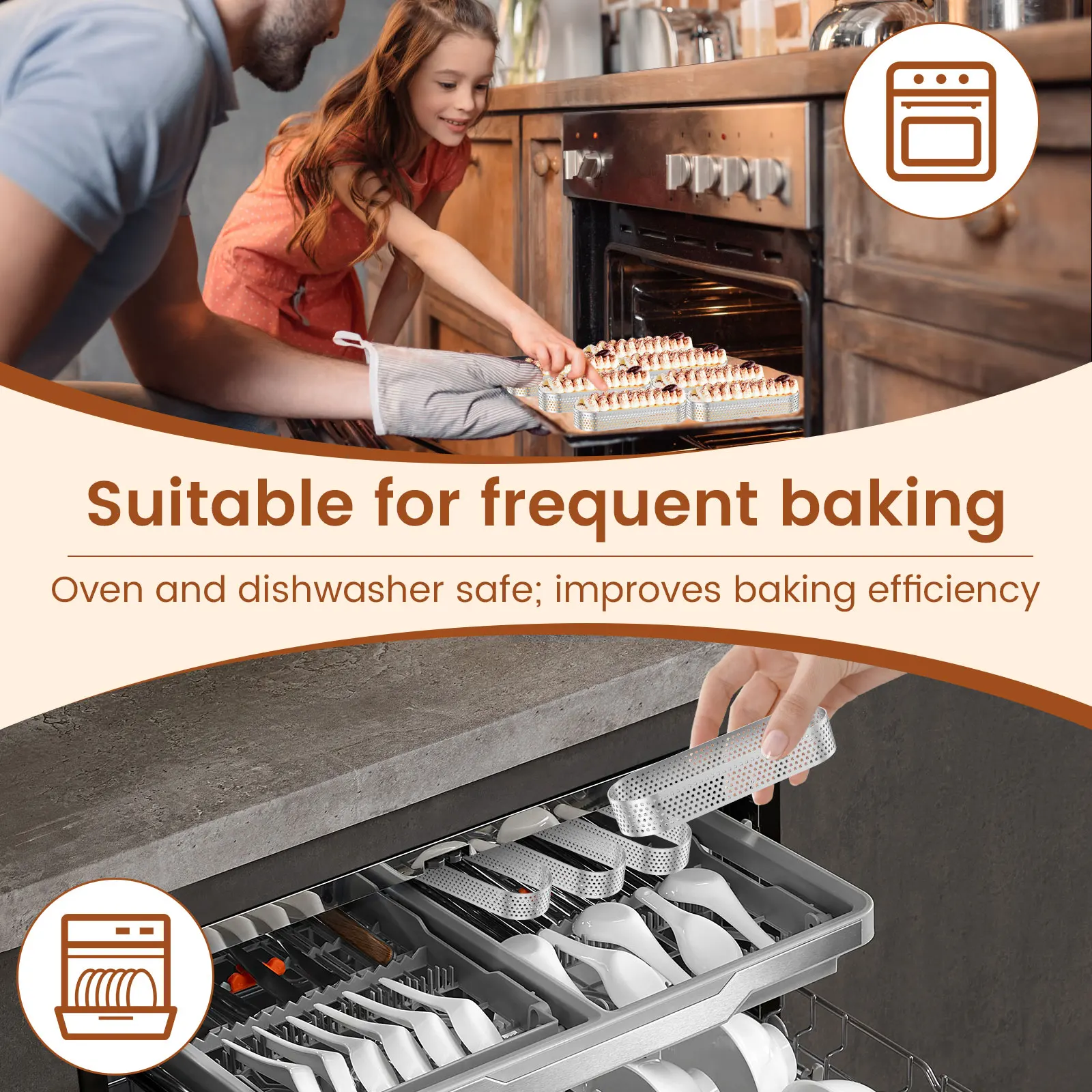 12 قطعة حلقات تورتة الكعك البيضاوية من الفولاذ المقاوم للصدأ حلقة تورتة مسامية مثقوبة قالب موس الكعك قاطع المعجنات أداة قولبة كيشي #4