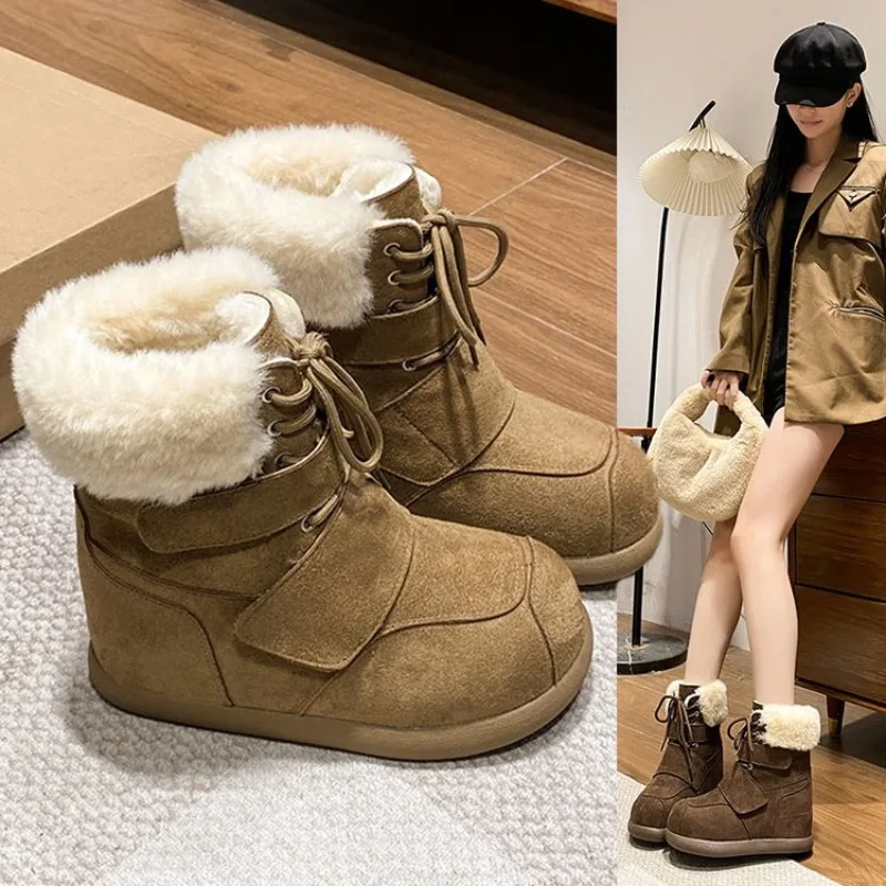 

Утепленные флисовые зимние ботинки, новинка 2025 года, зимняя хлопковая обувь