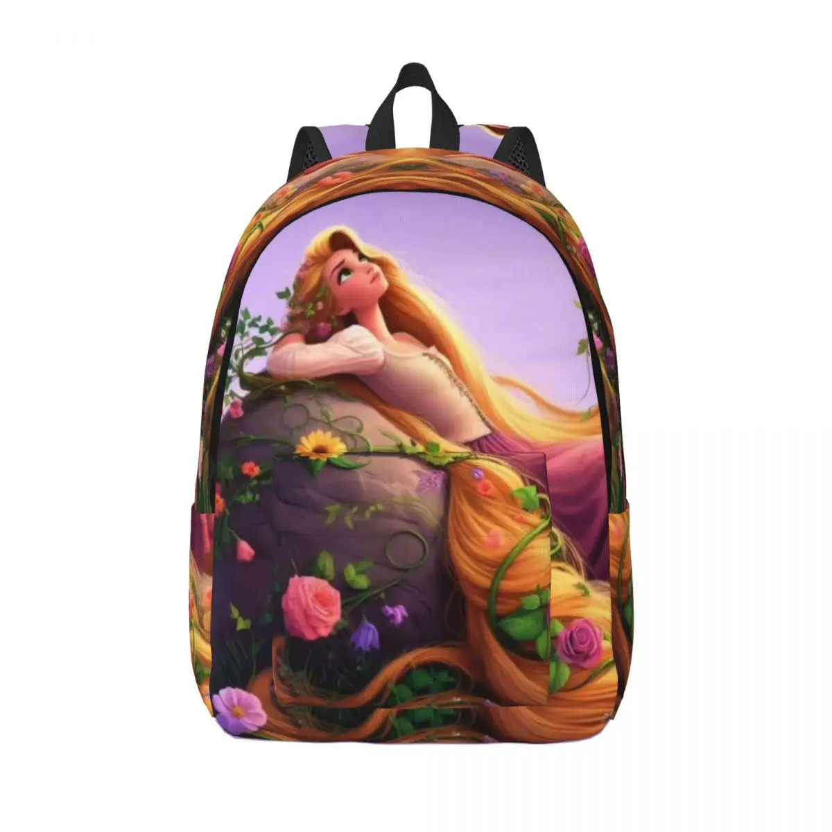 

Custom 3D Print Tangled Rapunzel Wallpaper Canvas Backpacks for College School Travel Bags Bookbag Fits 15 Inch Laptop