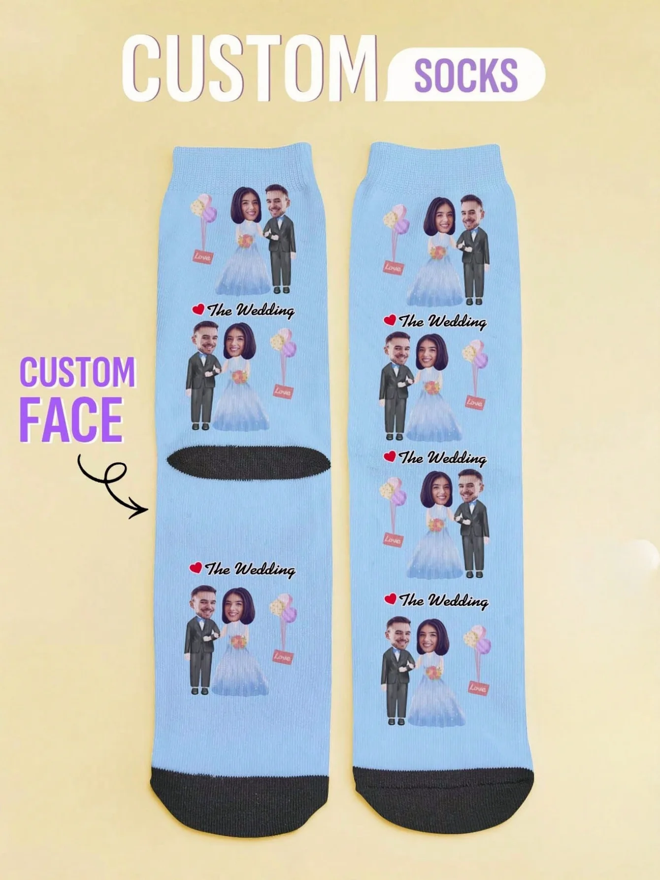 Custom Wedding Socks Custom Photo Sock Custom Printed Socks Custom Picture Socks Anniversary Gift Valentine Gift