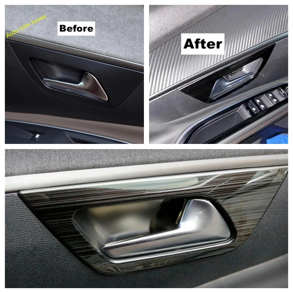 Stainless Steel Interior Door Handle Clasing Bowls Decor Frame Cover Trim For Peugeot 3008 5008 GT 2017 - 2023 Car Accessories