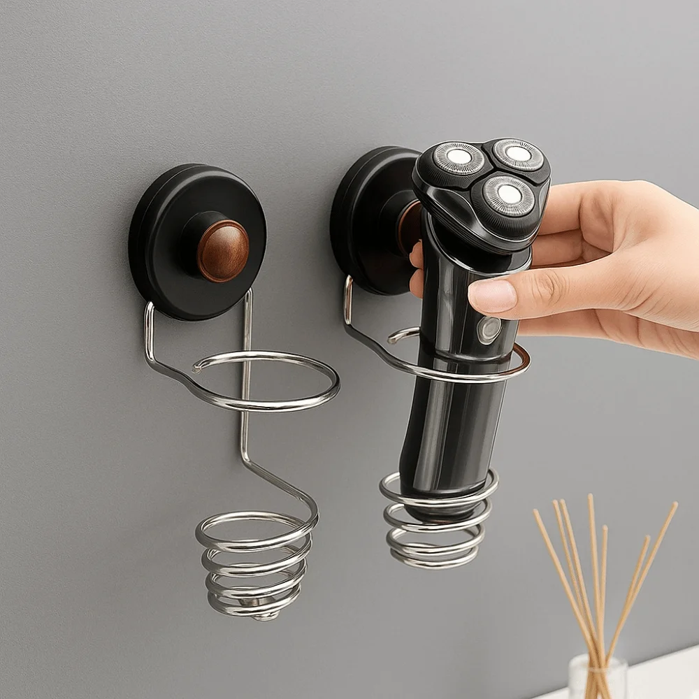 

Stainless Steel Suction Cup Electric Shaver Holder Non-Punching Space Saving Electric Razor Rack Wall Mounted