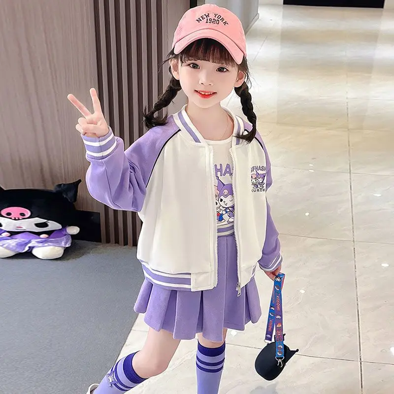 Sanrio Children Kuromi Pleated Skirt Suit Casual Outfit Anime Figure Sportswear Coat for Kids Girl Cartoon Cute Hot New Style 23