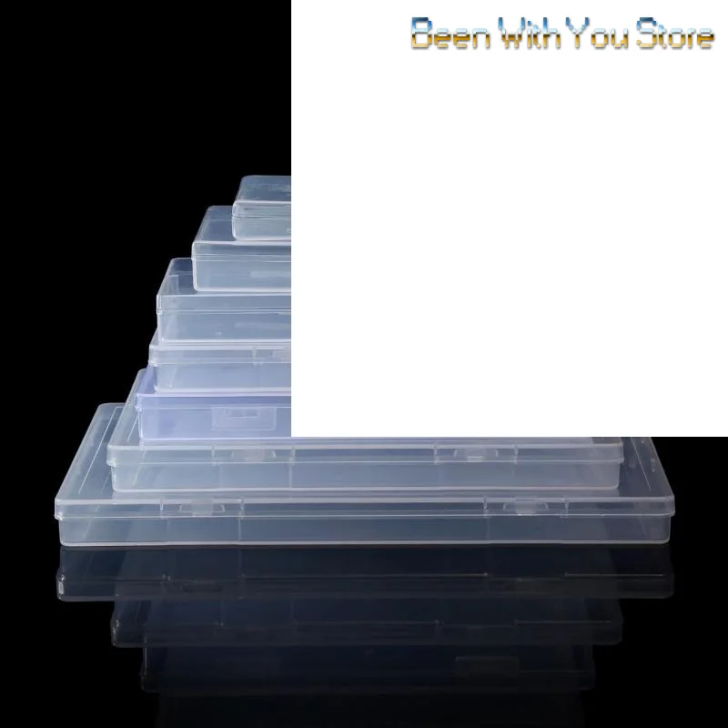 1Pcs Transparent Rectangular Plastic Box, Dustproof Storage Case, Sturdy Jewelry Nail Art Rhinestones Container