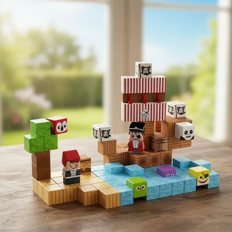 Piastrelle magnetiche per nave pirata 100 pezzi Kit di montaggio gratuito STEM Creativo 3D Decorazione nautica Regalo per bambini Compleanno Natale Sorpresa