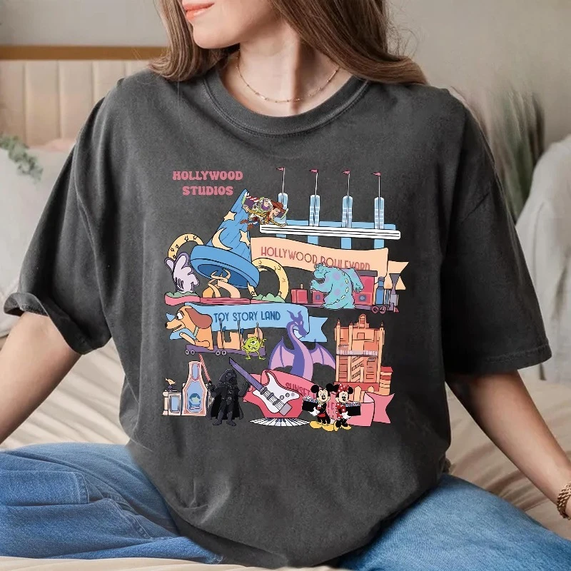 

Рубашка в стиле ретро Disney Hollywood Studios, футболка с Микки и друзьями, голливудской башней, футболка «История игрушек Диснея», футболка «Звездные войны»,