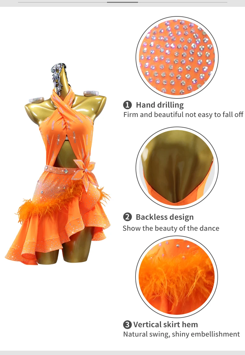 Damen Abendbühnenkostüm Lateinamerikanisches Tanzkleid Mädchen Party-Wettkampf-Rock Ballsaal Erwachsenen-Ballkleidung 2026 Sexy Damenanzug – Detail 6