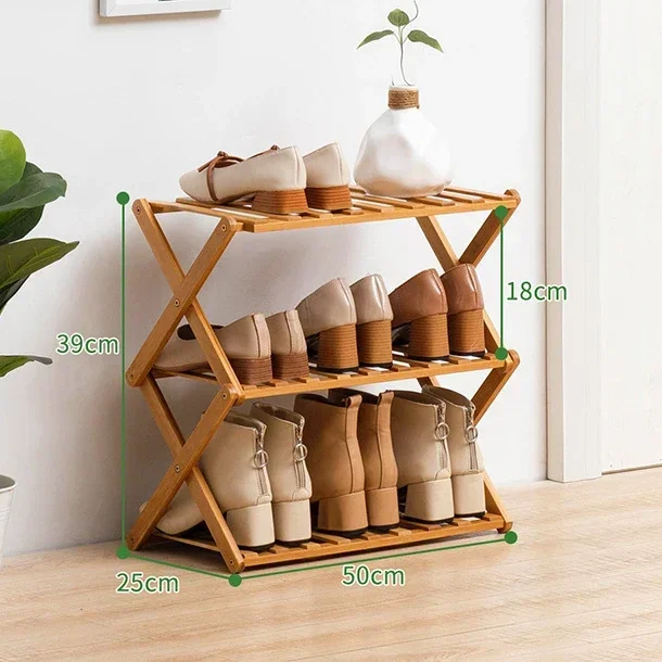 In Stock Bamboo Folding Multi Functional Household Simple Cabinet Door Economical Living Room Foldable Wooden Shoe Rack