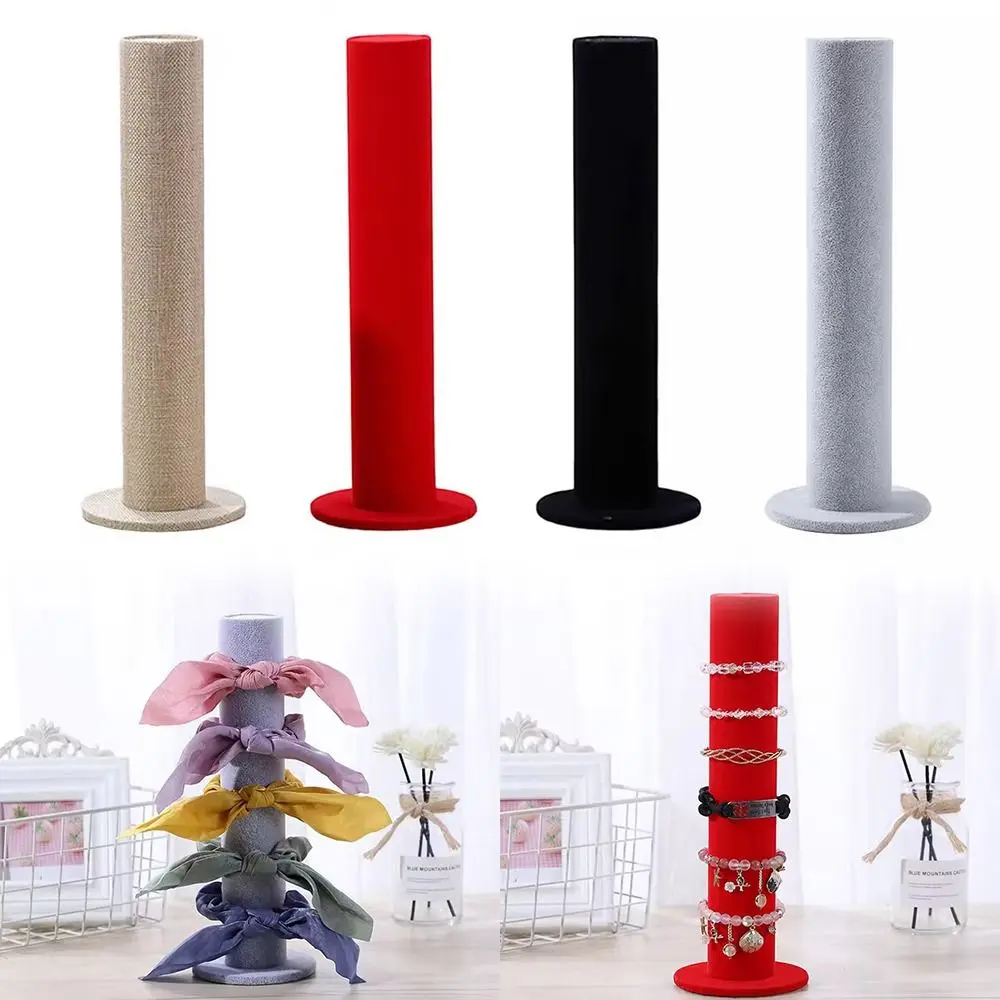 

Velvet/Fabric Jewelry Easel Showcase Cylindrical Shape Multifunctional Headband Hairband Display Stand Head Rope Holder