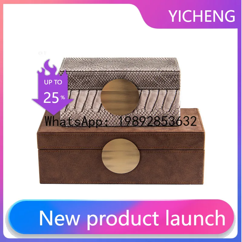 

Snake Pattern Jewelry Box Desktop Storage Container Handmade Leather Storage Box Metal Lock Home Decoration Accessories
