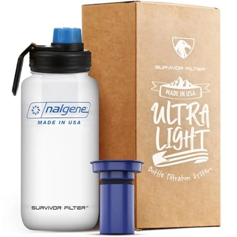 

Бутылка для воды Americana Ultra Light с фильтром, 33,8 унции (1 л), сделано в США, портативная бутылка с фильтром для путешествий, походов, спортзала и