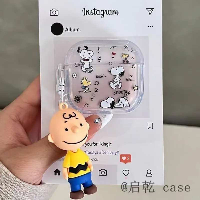 سنوبي ل Airpods 4 3 2 1 Pro Pro 2 حافظة لطيف الكرتون شل سماعة غطاء ل Airpods Pro2 صندوق واقي مع سلسلة المفاتيح