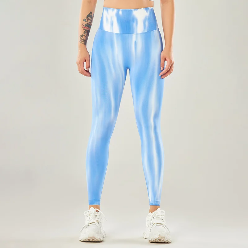 Seamless Tie Dye Pants High Waisted And Hip Lifted Peach Women's Yoga Cropped Pants Bottom And Outer Wear Internet Famous Aurora