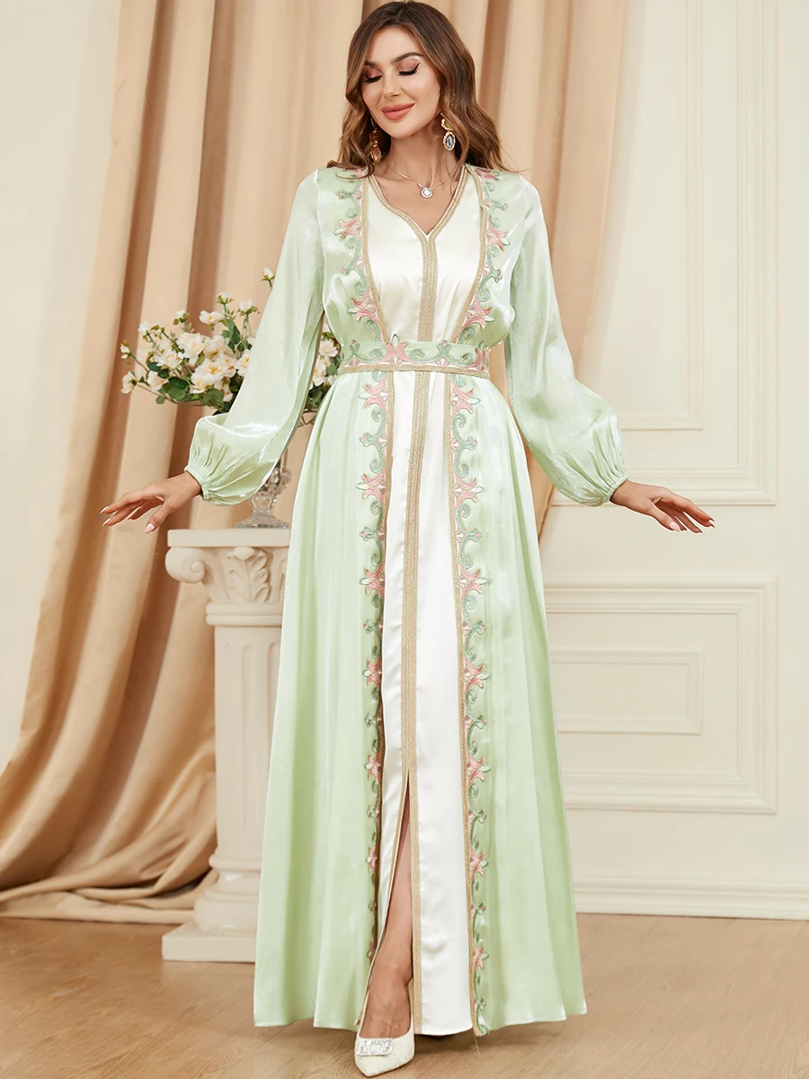 Elegancka dwuczęściowa Abaya zestaw dla kobiet sukienka Maxi a-line sukienki Kimono saudyjskoarabski Dubai Kaftan marocco Kaftan 2023