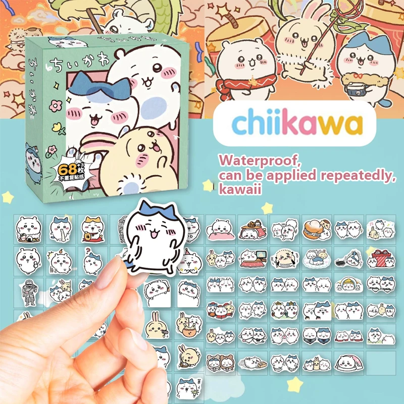 Chiikawa Cartoon Sticker Gift Box INS Cute Little Eight Usakijii Waterproof Sticker Water Cup Luggage Decoration Handbook