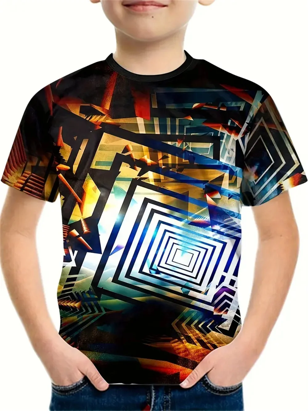 Abstract 3d Print Tee Shirt Kids Boys Clothes Short Sleeve Casual Children's Clothing Fashion T Shirt For Boys