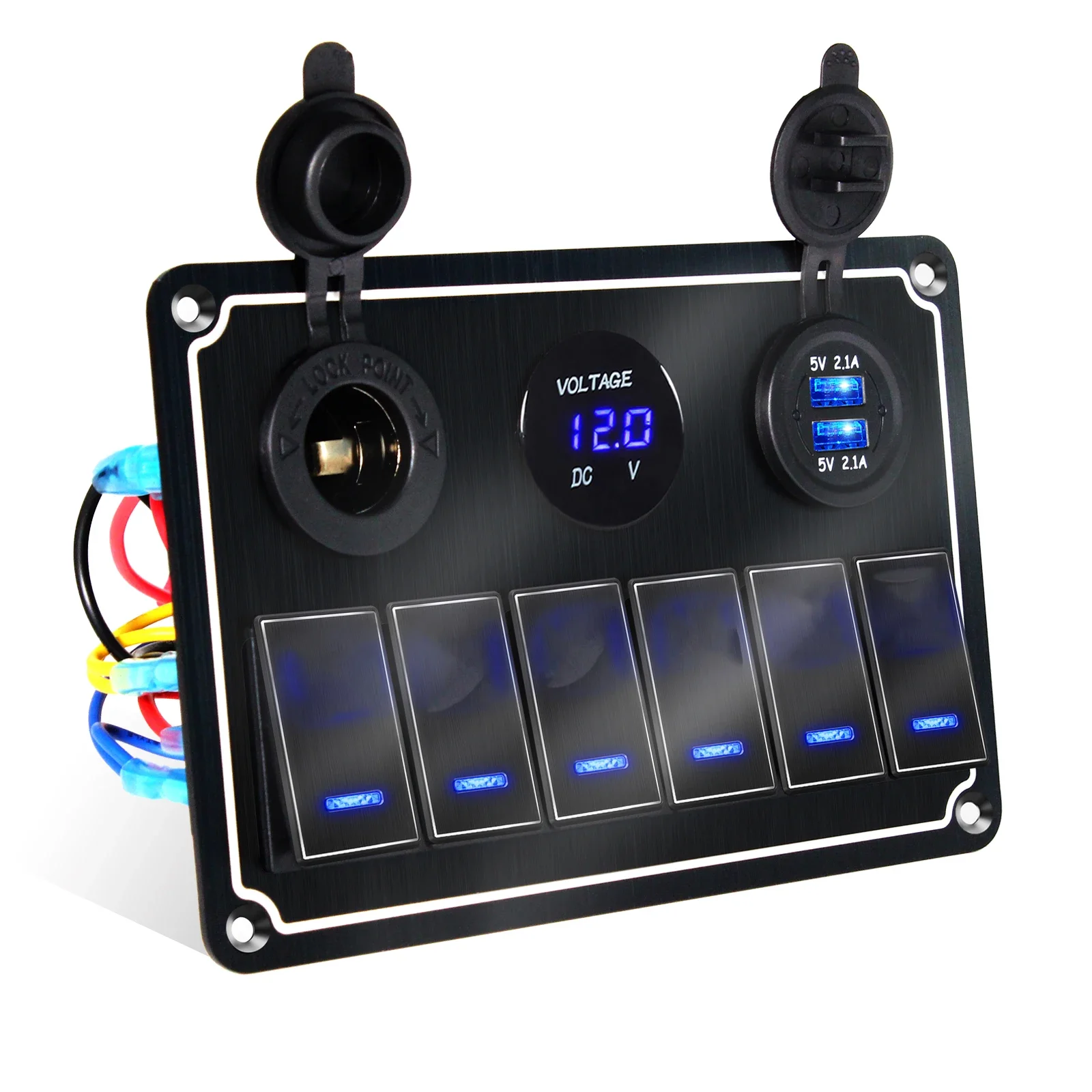 High Quality Metal 4/6/8 gang Digital Display with USB Port 12V  Waterproof for Car Marine Boat LED Rocker Switch Panel