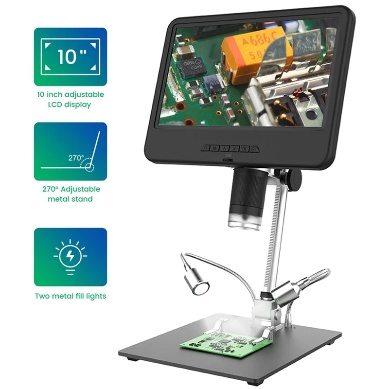 

ABUH-AD210 Digital Microscope 10.1 Inch Adjustable LCD For Electronics Microscope Tool PCB/SMD 1080P Soldering Microscopio
