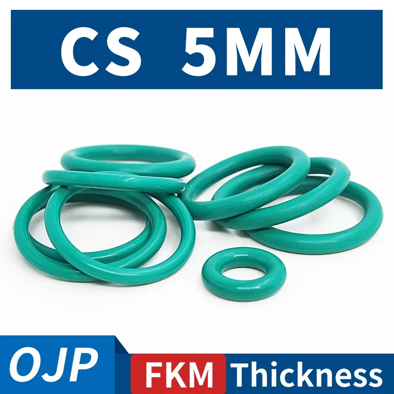 Thickness CS5mm Green FKM Fluorine Rubber O-Rings Seals Gasket Washer Temperature Resistant Wear-Resistant O-Ring