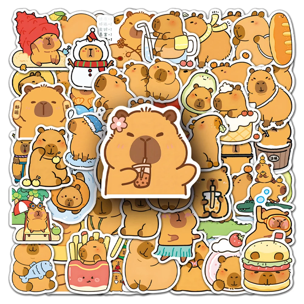 10/30/50/100 stücke Lustige Nette Tier Capybara Aufkleber Kawaii Graffiti Aufkleber Spielzeug DIY Notebook Telefon Schreibwaren auto Kind Aufkleber Geschenk