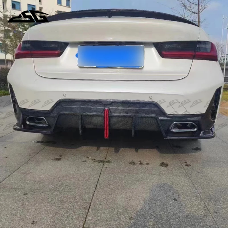 

Карбоновый задний диффузор-спойлер для BMW 3 серии G20 G28 2023+ с боковыми сплиттерами и защитной накладкой, комплект обвеса