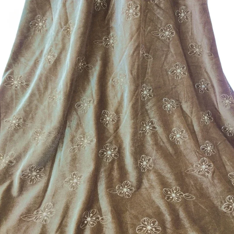 1yard Brocade Velvet Fabric Gold Thread Embroidery Velvet Fabric by the yard African Fabrics for Dress Cheongsam Wedding