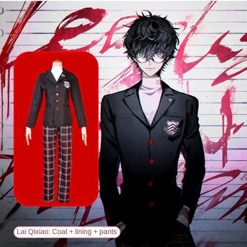 2025 yiyi Game Persona 5 Ren Amamiya Akira Kurusu Joker أزياء تنكرية للهالوين مجموعة كاملة زي موحد لقناع شعر مستعار للحفلات