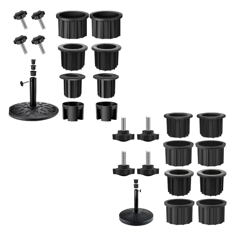 

12Pieces Heavy Umbrellas Stand Base Set, Adjustable Screw for Various Poles Sizes, Rusts Resistant Coating