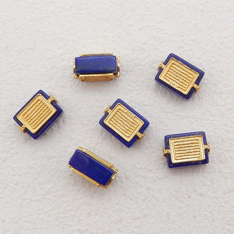 1Pair Silver Gold Plated Natural High Quality Lapis Lazuli Gemstone Earring Beads, Jewelry DIY Making, Unique Gemstone Pair