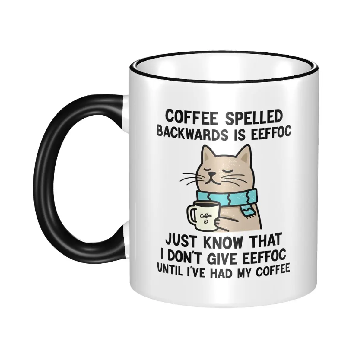 

Coffee Spelled Backwards Is Eeffoc Funny Cats Drink Coffee Mugs Cute Funny Cat Meme Tea Cup Gifts For Women Men