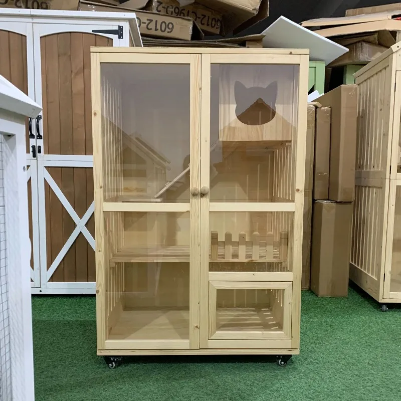 

Spot indoor cat house Large and medium wooden furniture cat house