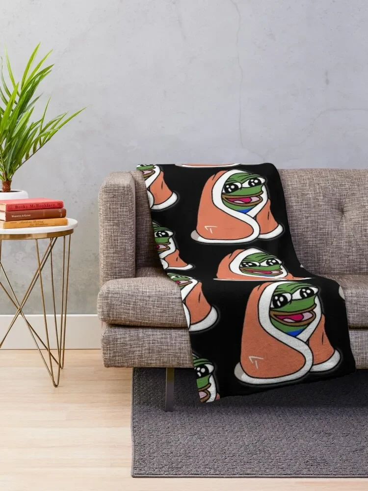 Peepo Blanket - pepeblanket pepega twitch discord frog Throw Blanket Bed linens Picnic Blankets